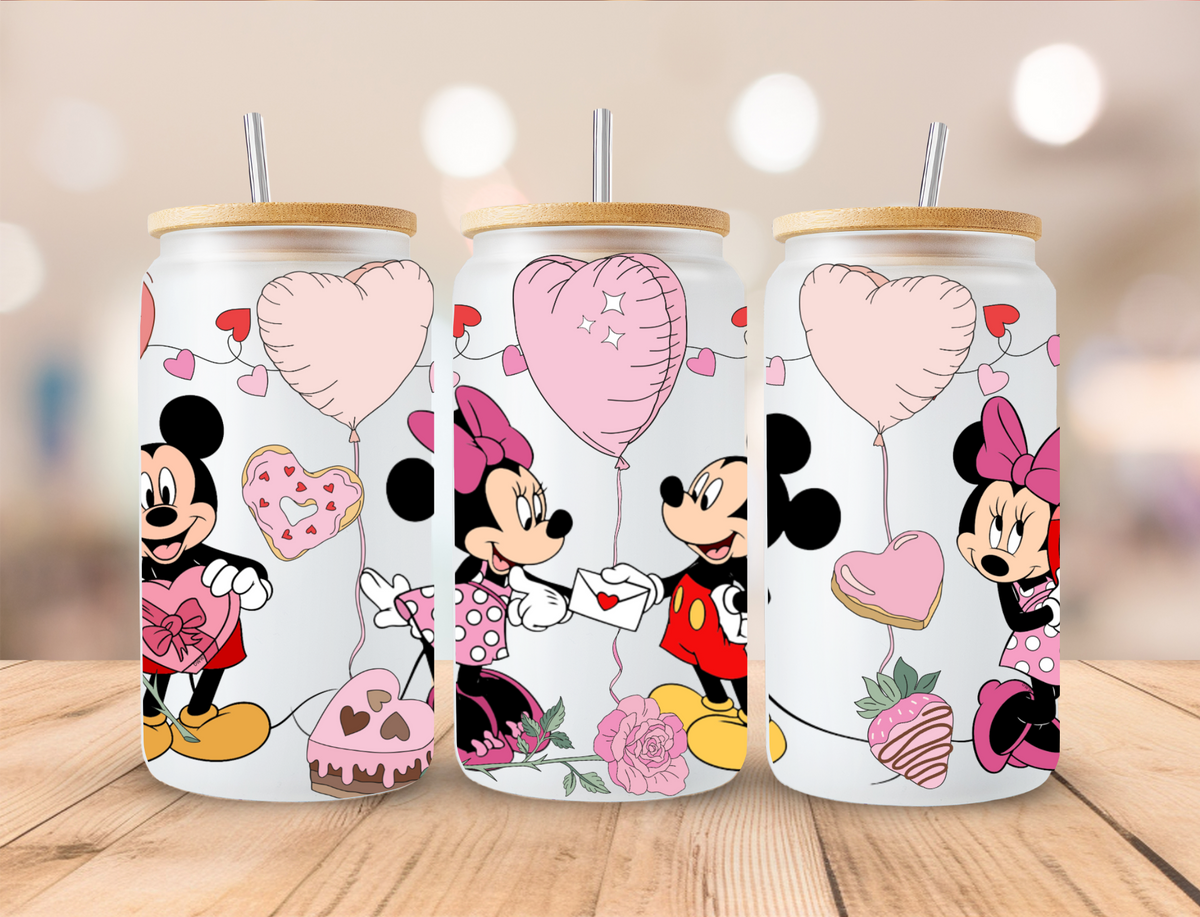 Valentines Mouse Balloons - 16 oz Libby UV DTF Wrap