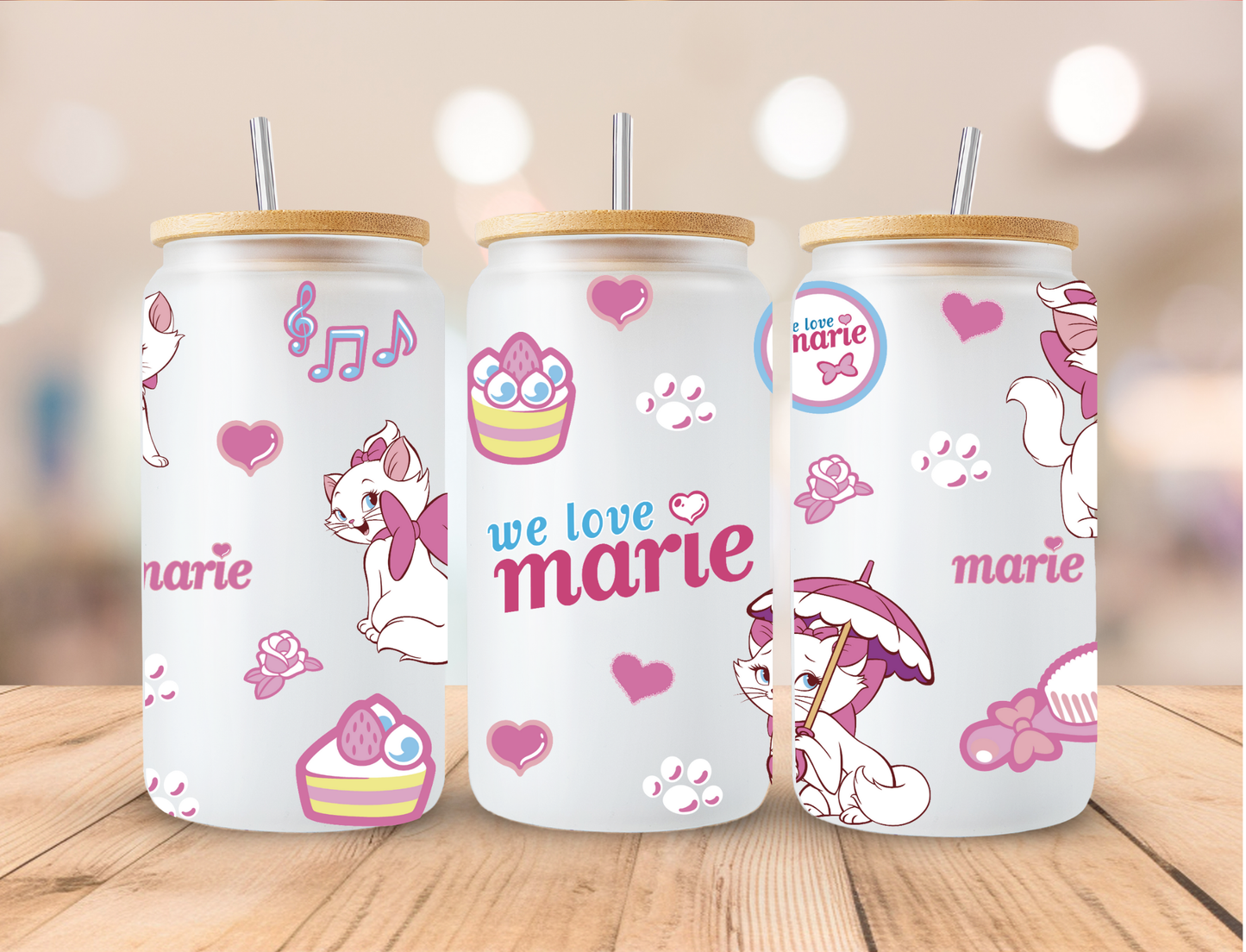 Marie Cat - 16 oz / 20 oz Libby UV DTF Wrap