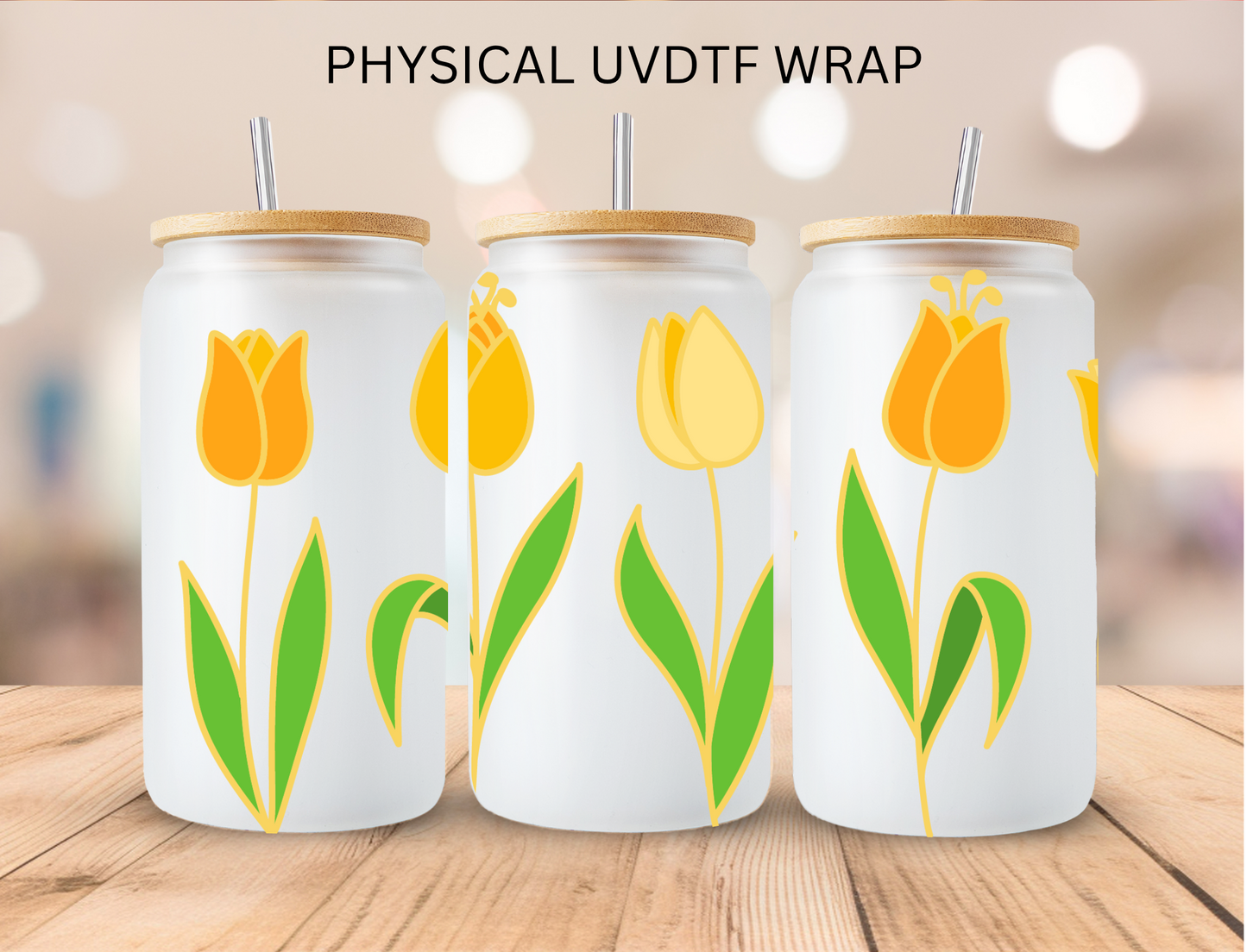 Orange Tulips - 16 oz / 20 oz Libby UV DTF Wrap