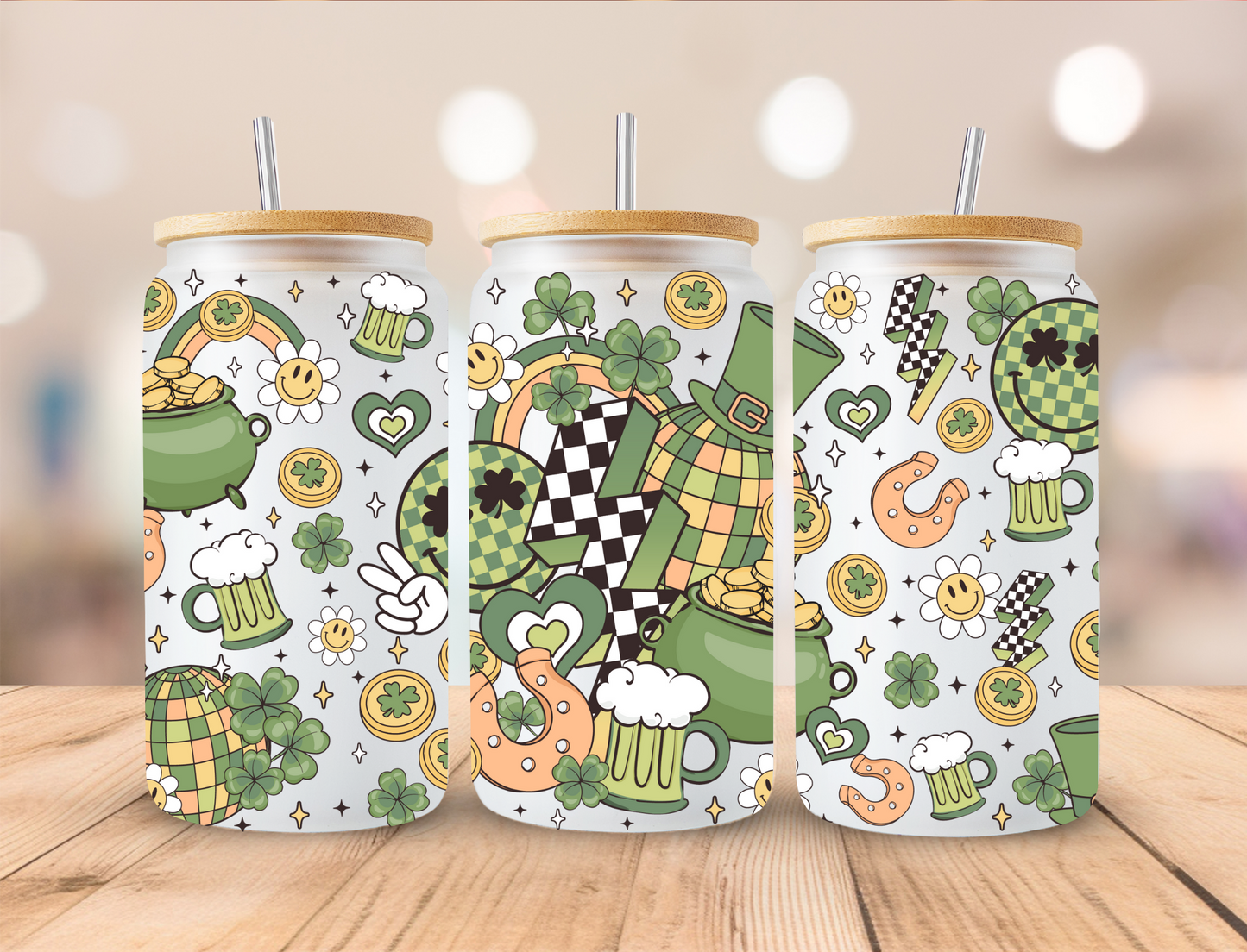 Retro St. Patrick's - 16 oz / 20 oz Libby UV DTF Wrap