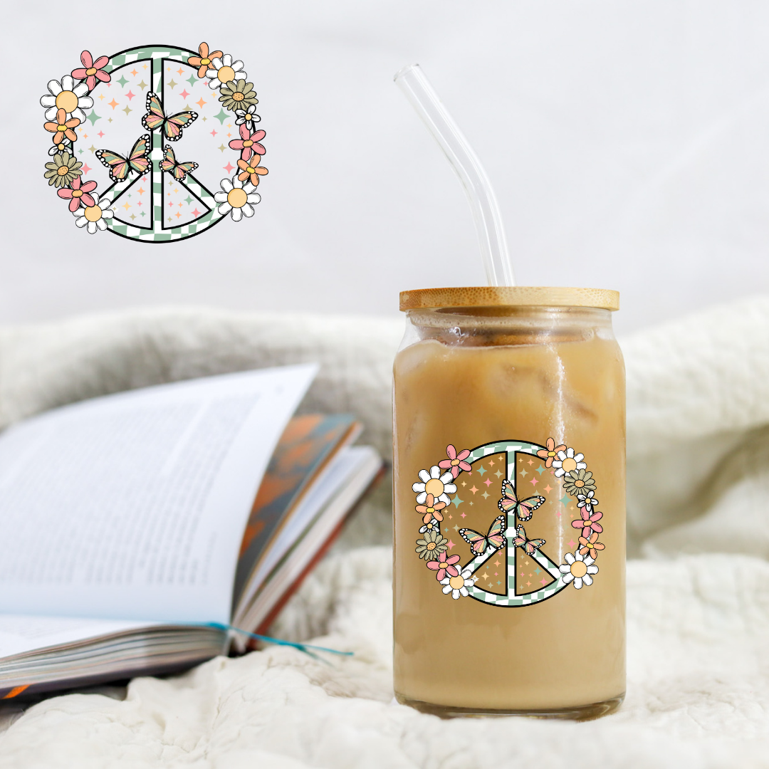 Floral Peace Sign - UV DTF Libby Decal CERRA EXCLUSIVE