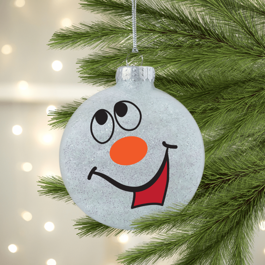 Silly Snowman Face UV DTF Christmas Ornament Decal