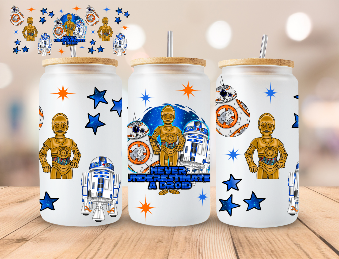 Droid Star Hero - 16 oz / 20 oz Libby UV DTF Wrap NEACE CO EXCLUSIVE