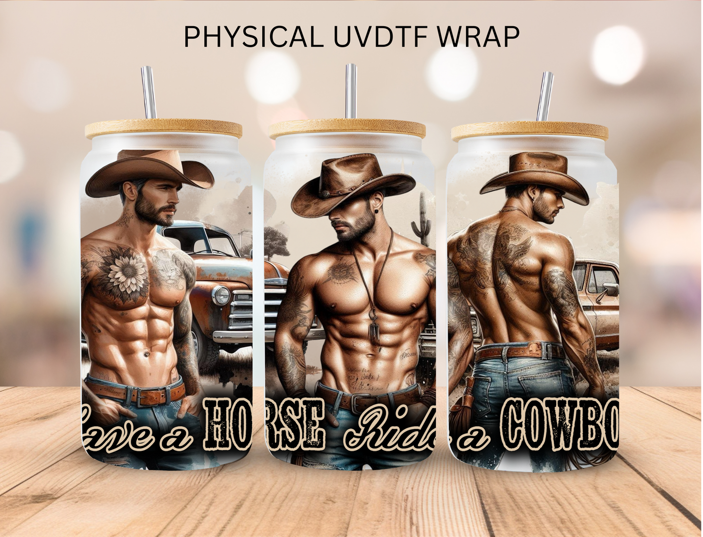 Save a Horse Cowboy - 16 oz / 20 oz Libby UV DTF