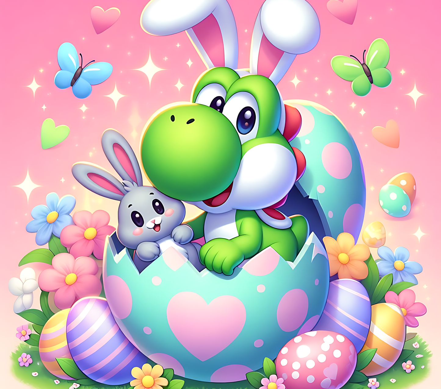 Easter Print Yoshi Bunny - 20 Oz Straight Sublimation Transfer