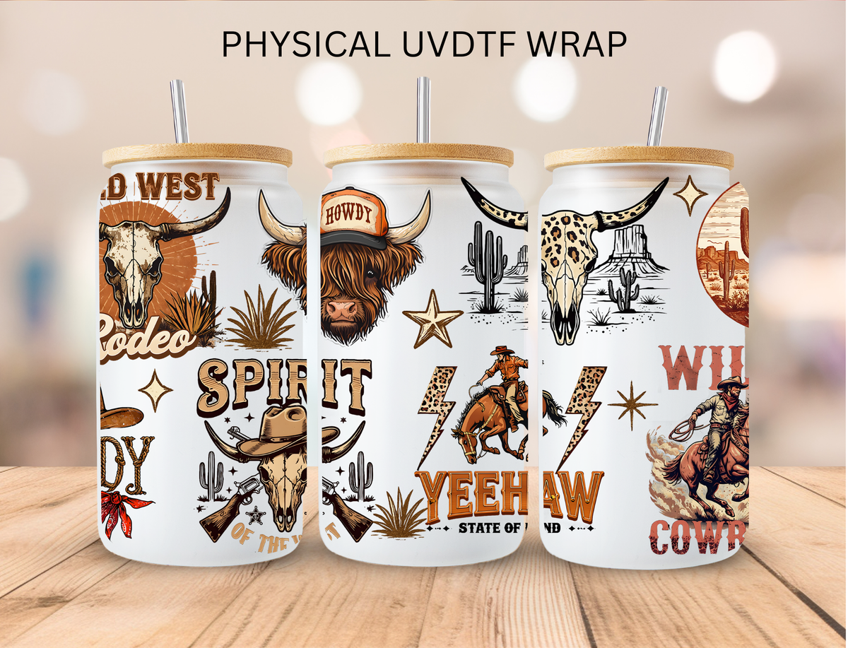 Western Wild West Rodeo - 16 oz / 20 oz Libby UV DTF