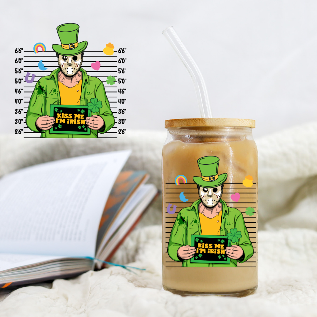 St Patrick's Day Horror Jason Mugshot - UVDTF decal