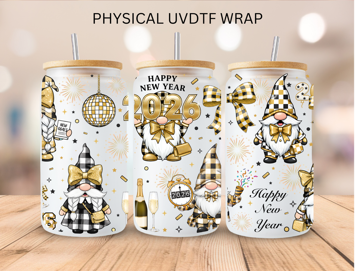 New Year Gnomes - 16 oz / 20 oz Libby UV DTF