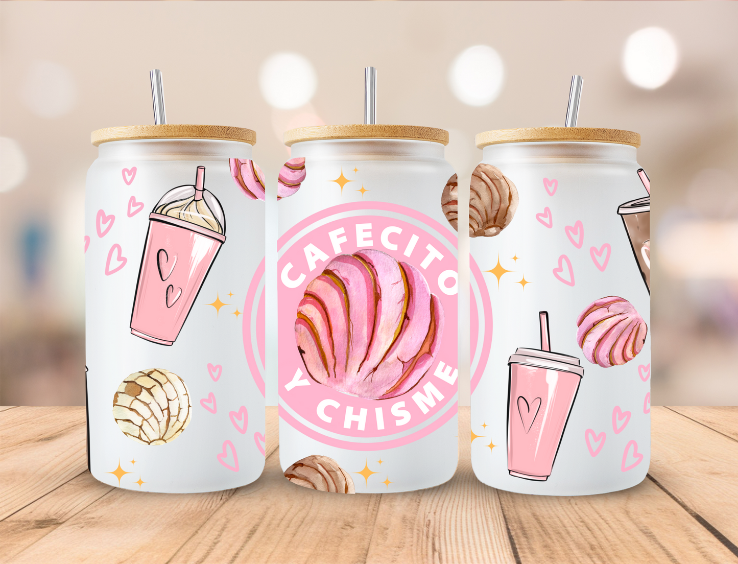 Cafecito Y Chisme - 16 oz / 20 oz Libby UV DTF Wrap