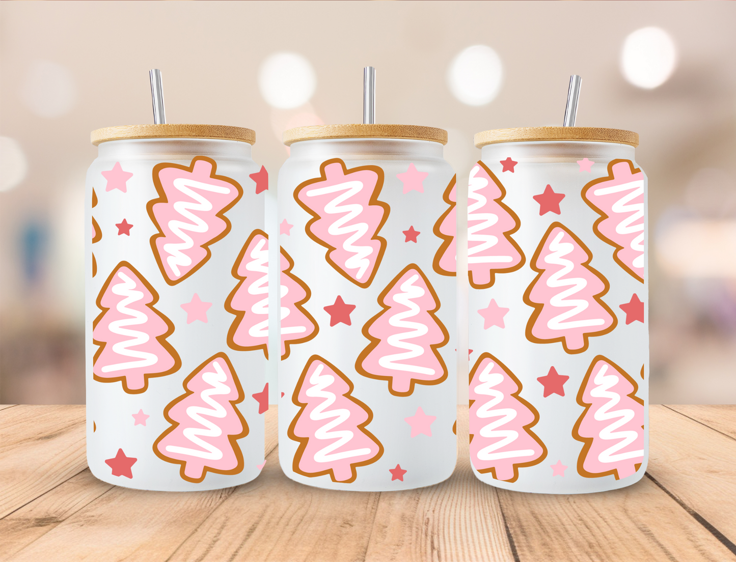 Christmas Tree Cookies - 16oz Libby UV DTF Wrap RTS