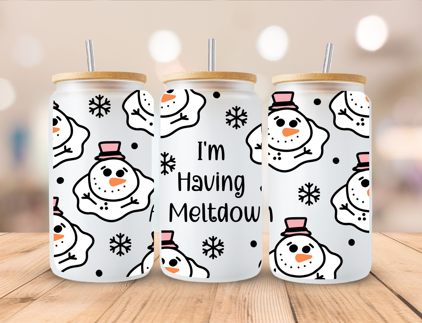 Christmas I'm Having A Meltdown - 16oz Libby UV DTF Wrap RTS