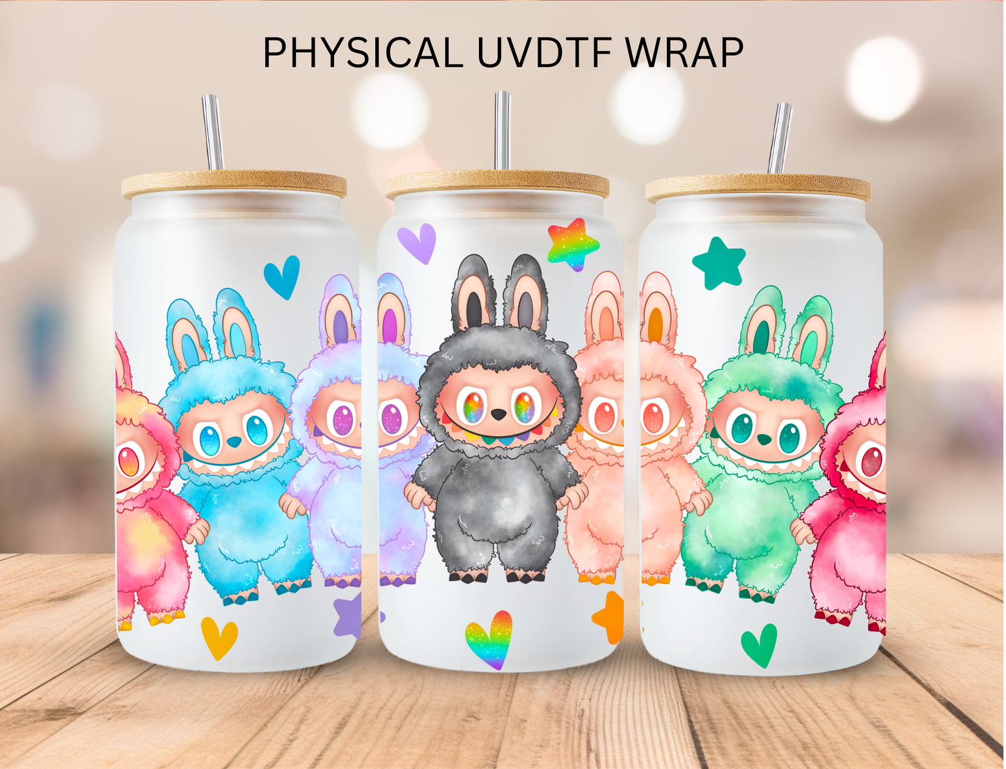 Pastel Labubu (3) - 16 oz / 20 oz Libby UV DTF Wrap