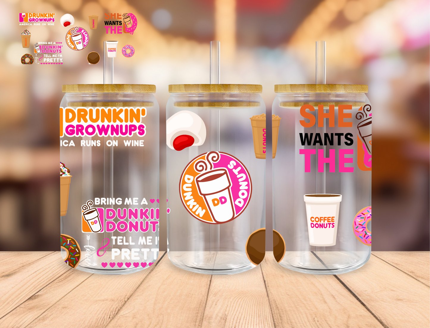 Drunkin Grownups - 16 oz / 20 oz Libby UV DTF Wrap