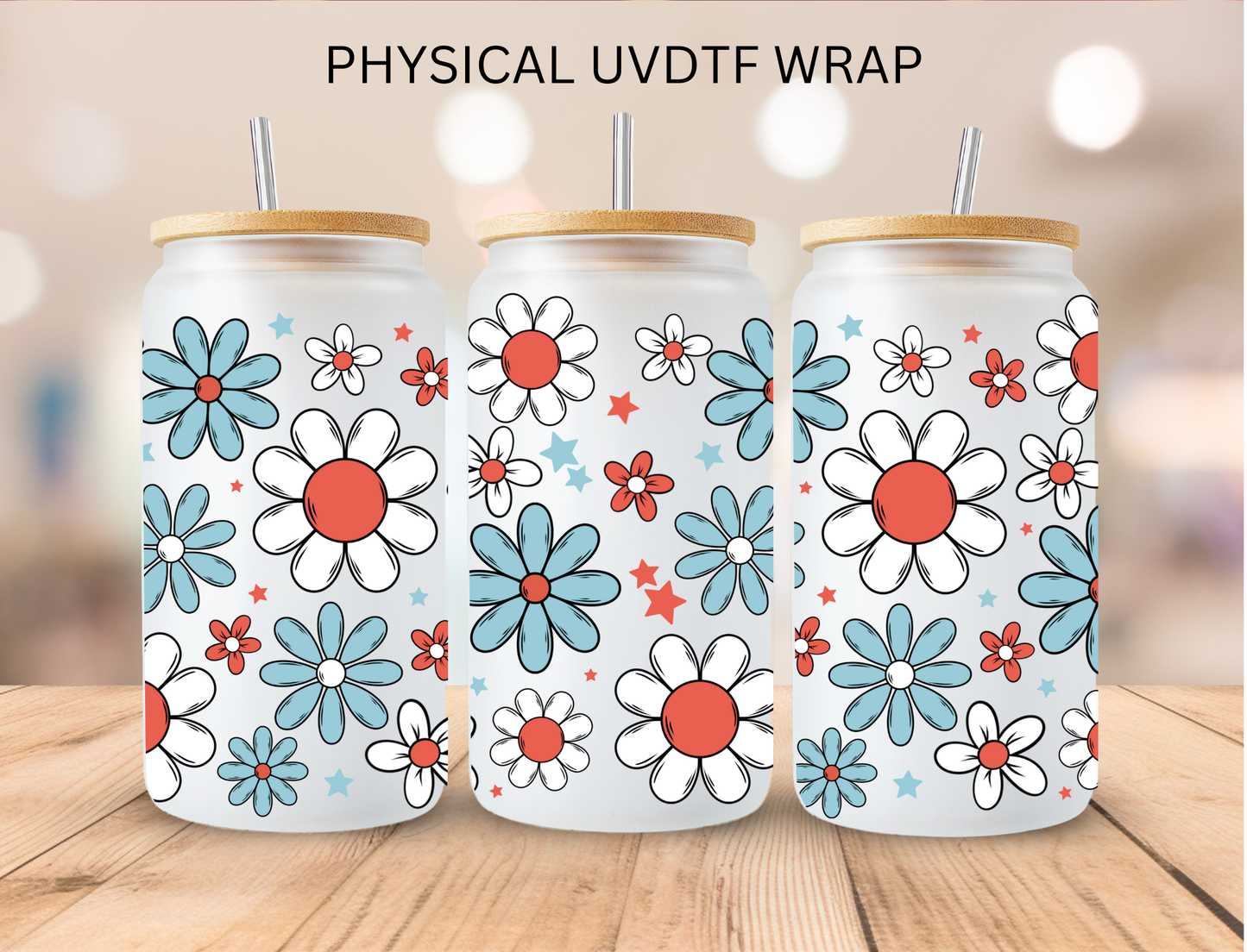 Patriotic Floral - 16 oz / 20 oz Libby UV DTF