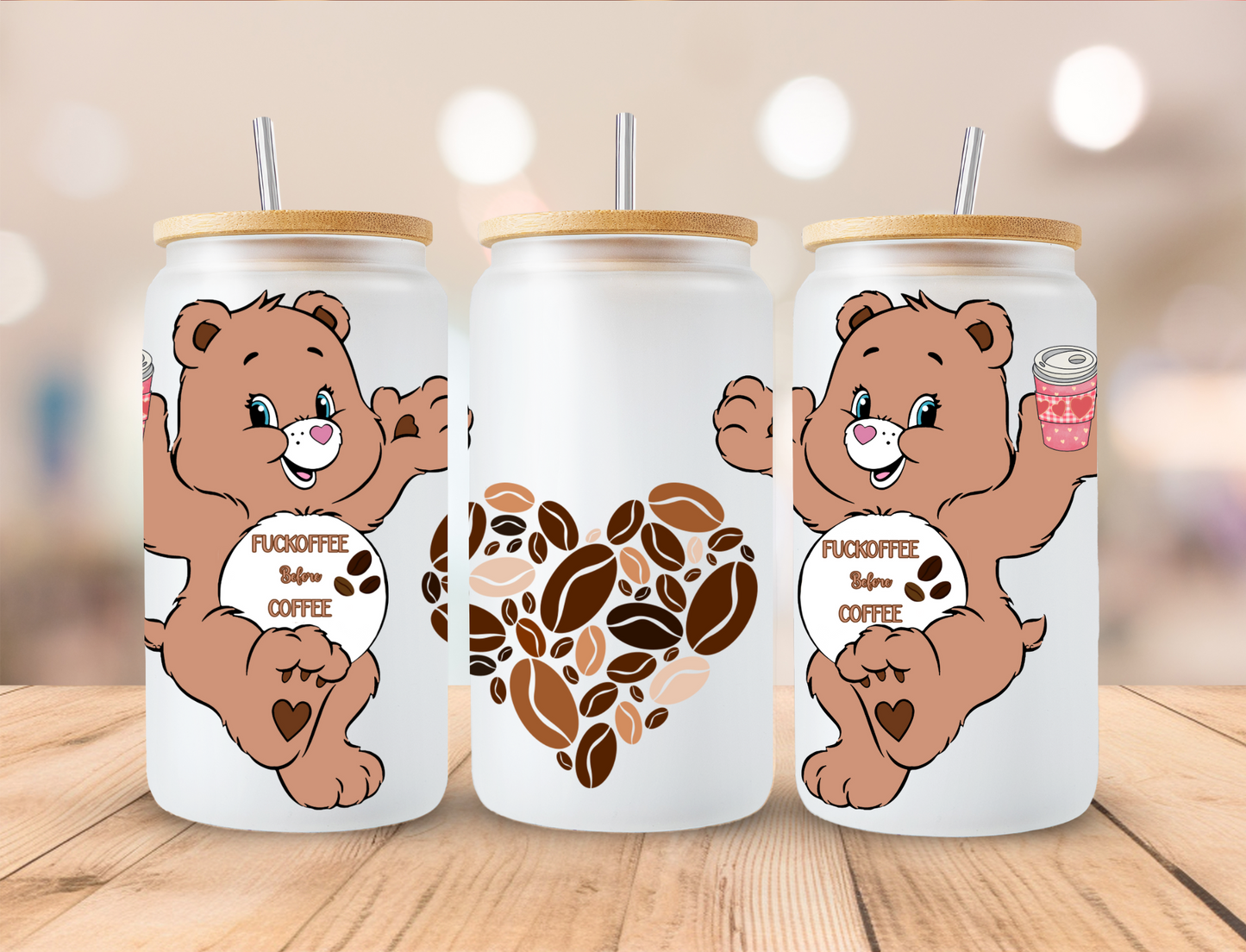 Swear Bears Coffee - 16oz Libby UV DTF Wrap