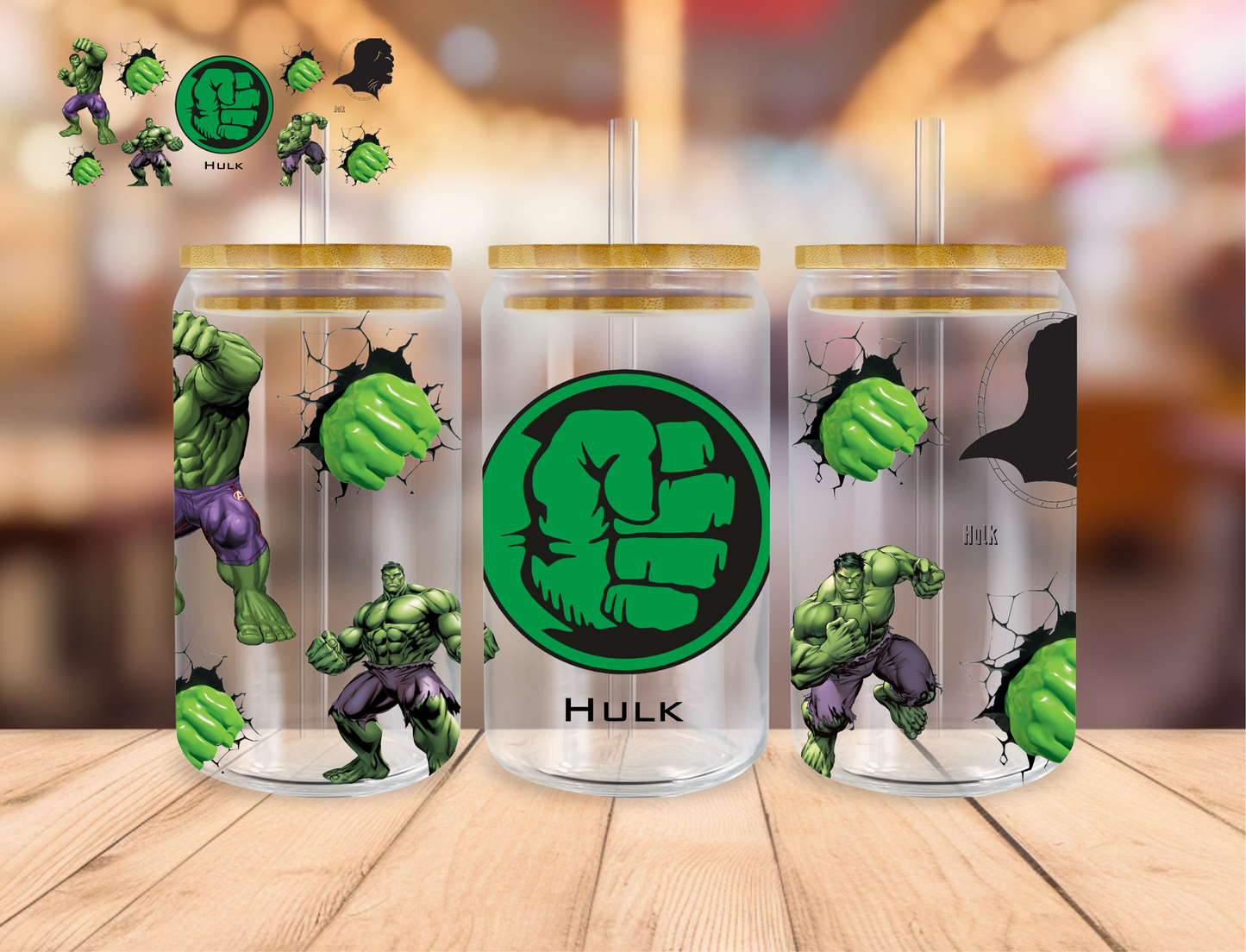 Green Alien Smasher - 16 oz / 20 oz Libby UV DTF Wrap