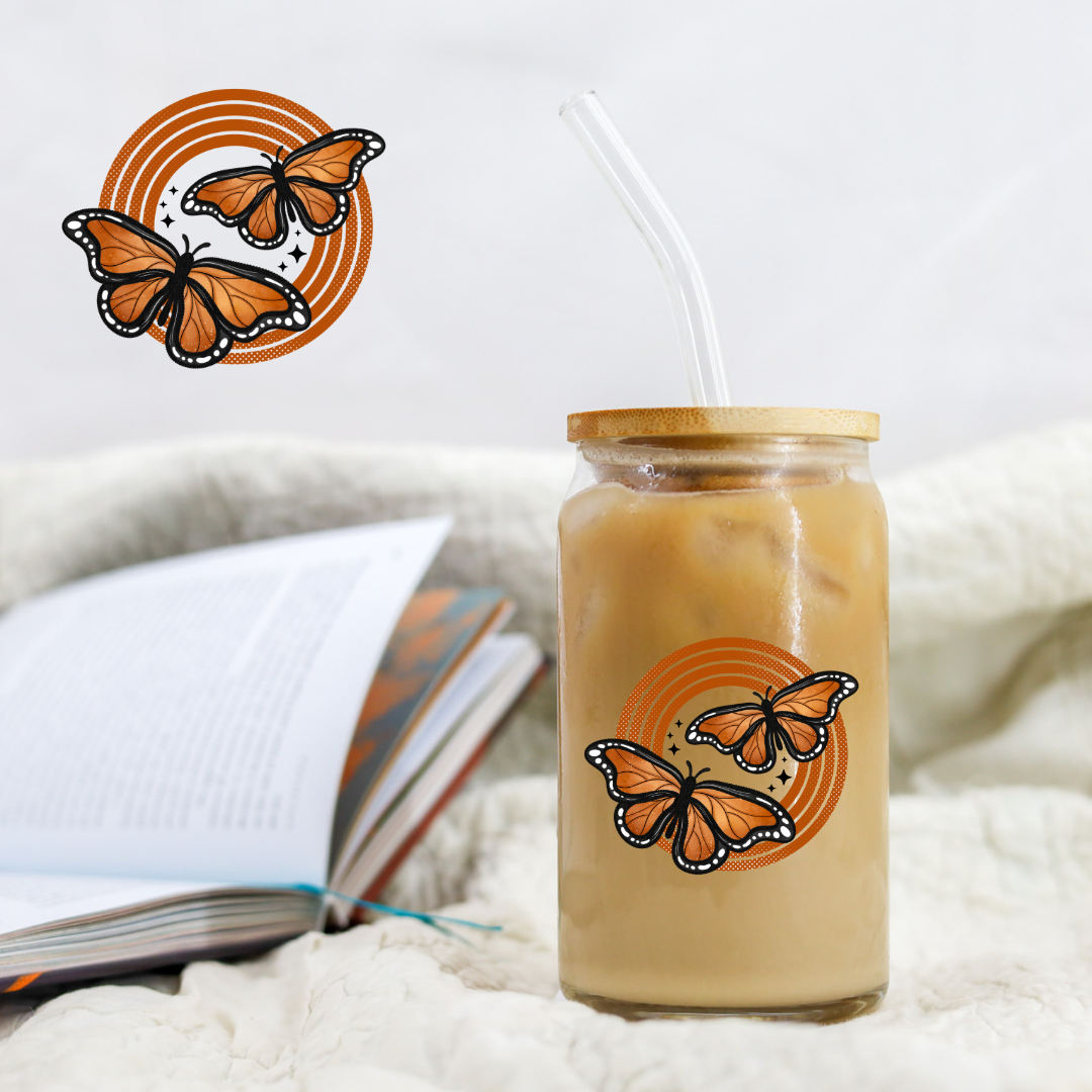 Orange Toned Butterflies - UV DTF Libby Decal CERRA EXCLUSIVE