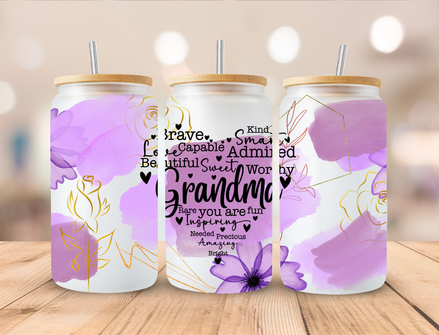 Grandma Affirmations - 16 oz / 20 oz Libby UV DTF Wrap