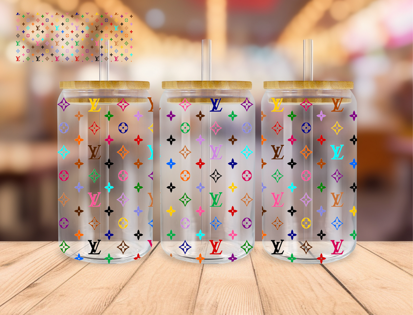 Rainbow Bougie- 16 oz / 20 oz Libby UV DTF Wrap