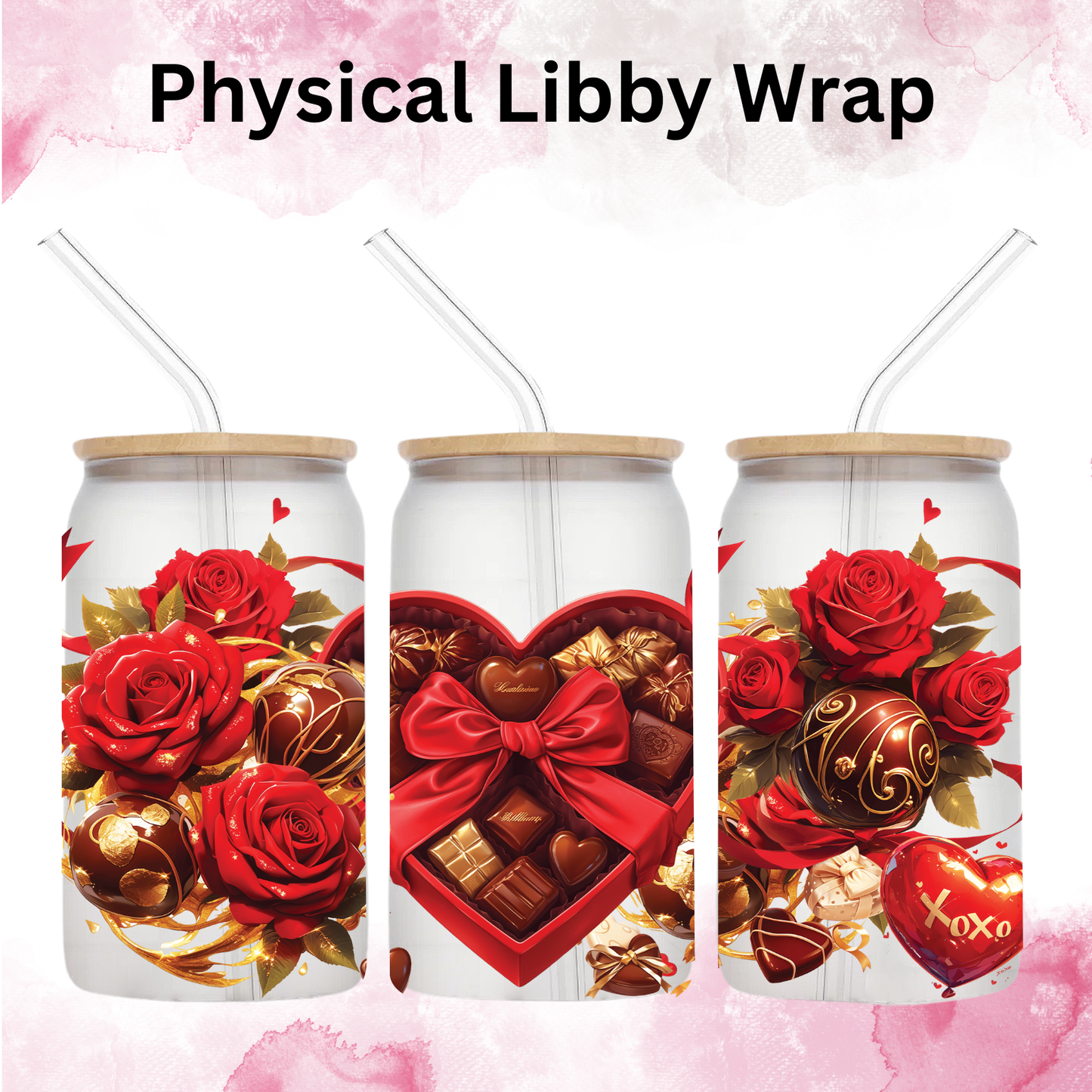 Valentines Chocolate Heart Boxes - 16 oz / 20 oz Libby UV DTF
