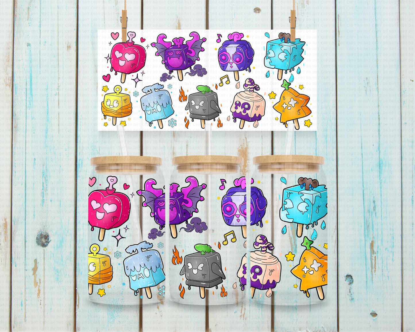 Halloween Drippy Popsicles - 16 oz / 20 oz Libby UV DTF Wrap Gravitee EXCLUSIVE