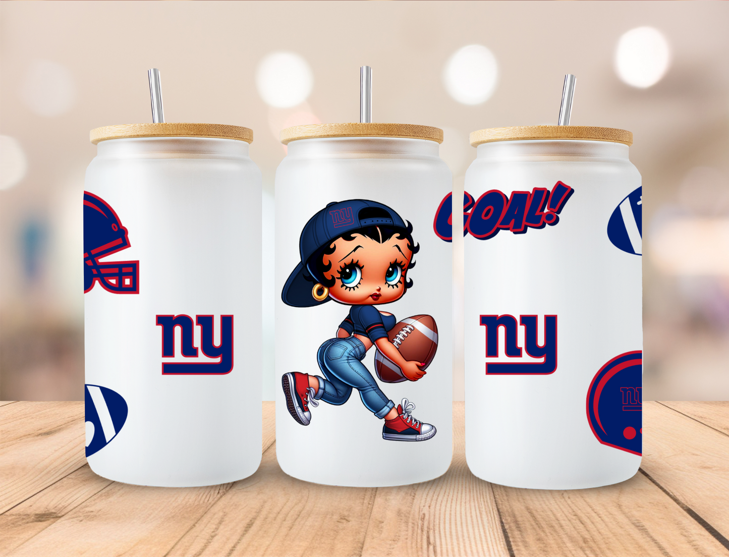 Football Giants Boop - 16 oz / 20 oz Libby UV DTF Wrap