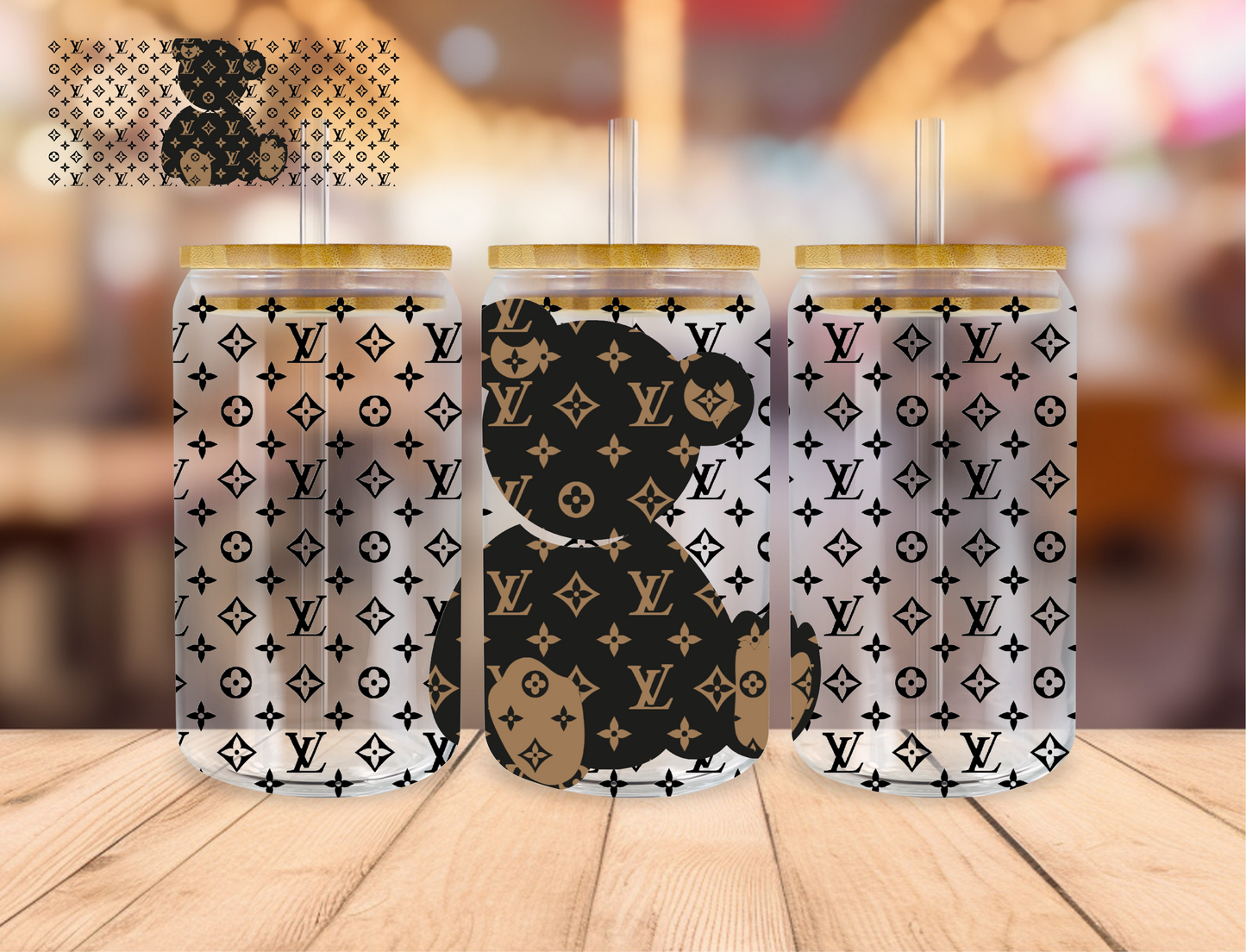 Bougie Bear - 16 oz / 20 oz Libby UV DTF Wrap