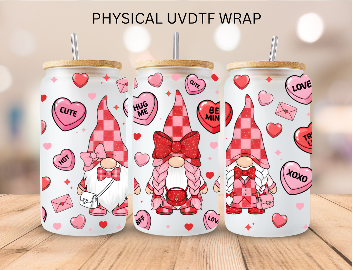 Valentines Checkered Gnomes - 16 oz / 20 oz Libby UV DTF