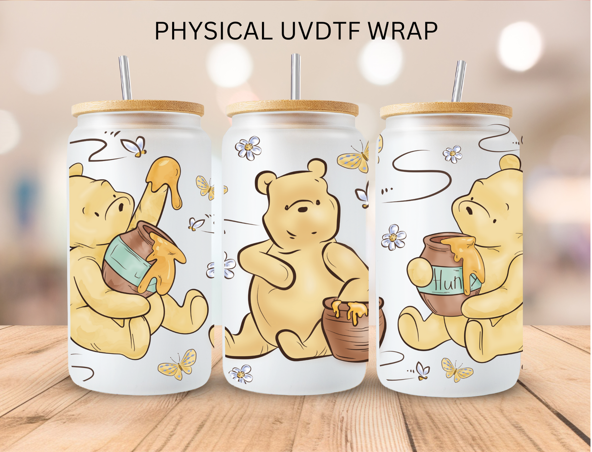 Watercolor Bear And Hunny Honey - 16 oz / 20 oz Libby UV DTF