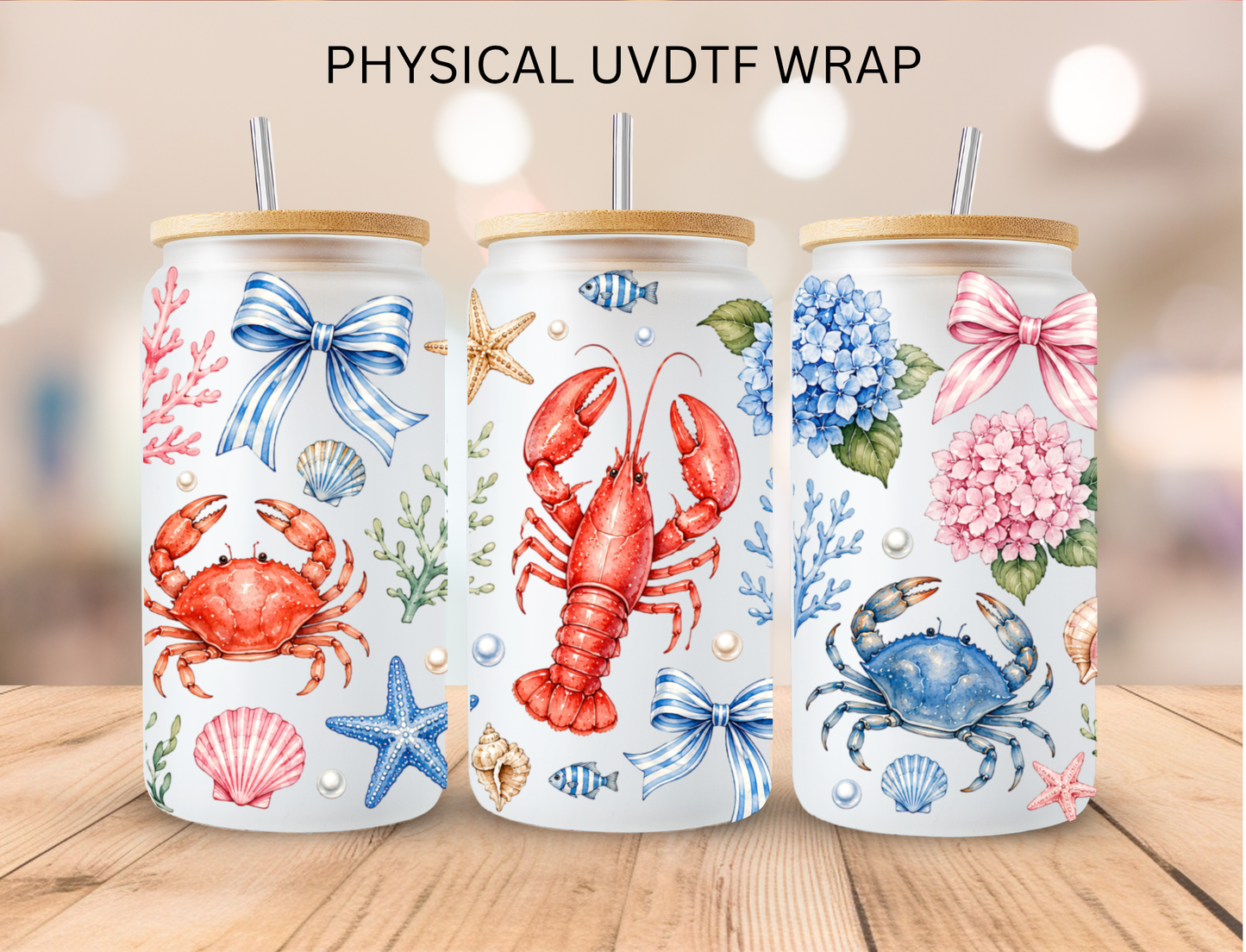 Lobster And Crab - 16 oz / 20 oz Libby UV DTF Wrap