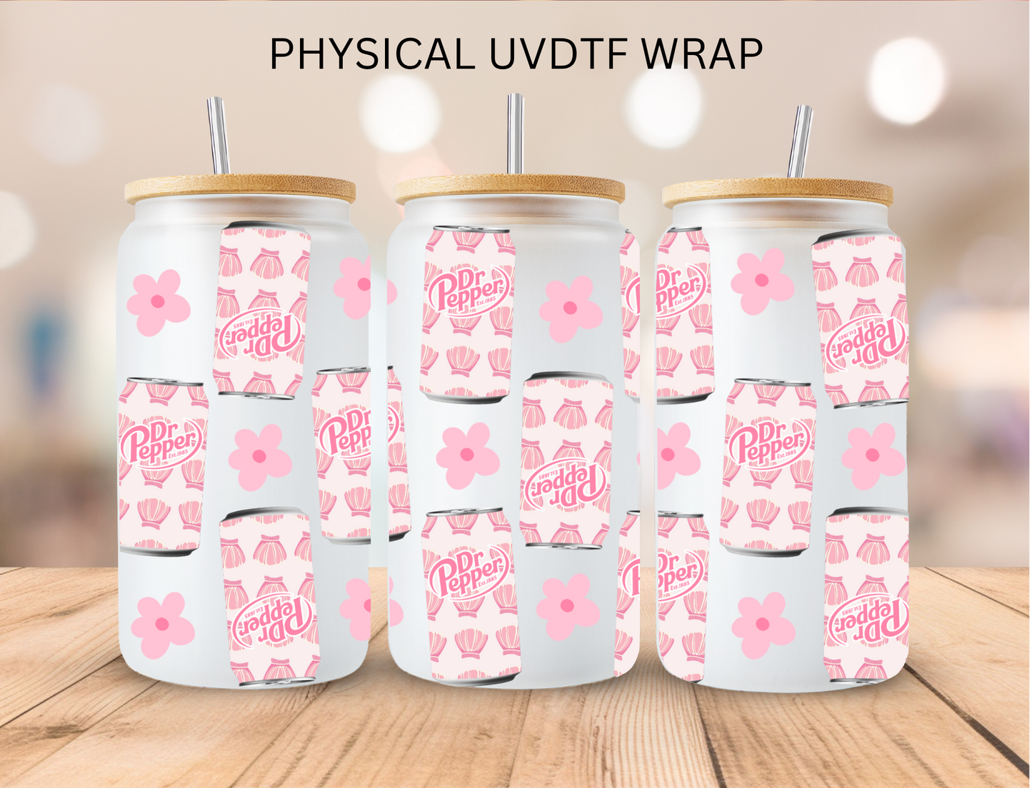 Pink Pepper Drink - 16 oz / 20 oz Libby UV DTF Wrap