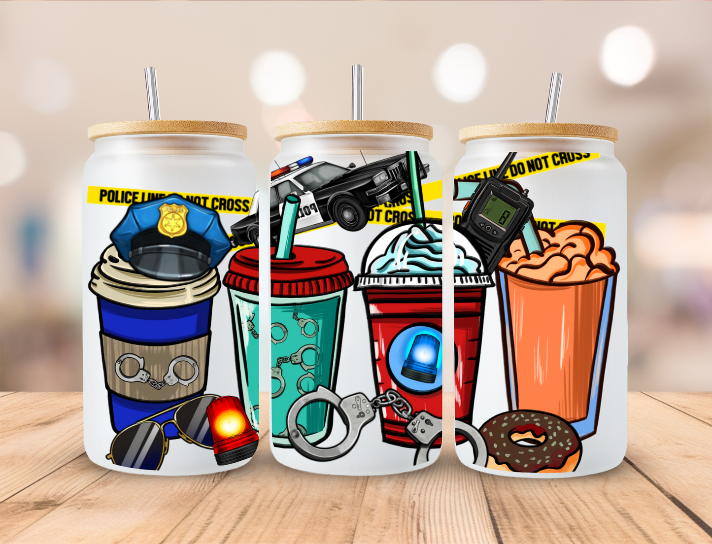 Police Coffee - 16oz Libby UV DTF Wrap