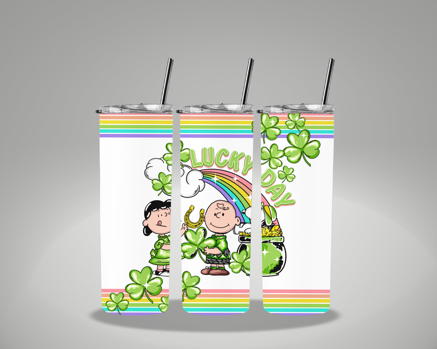 Saint Pattys Day Lucky Day Rainbow - 20oz Skinny Tumbler Wrap AGCM EXCLUSIVE