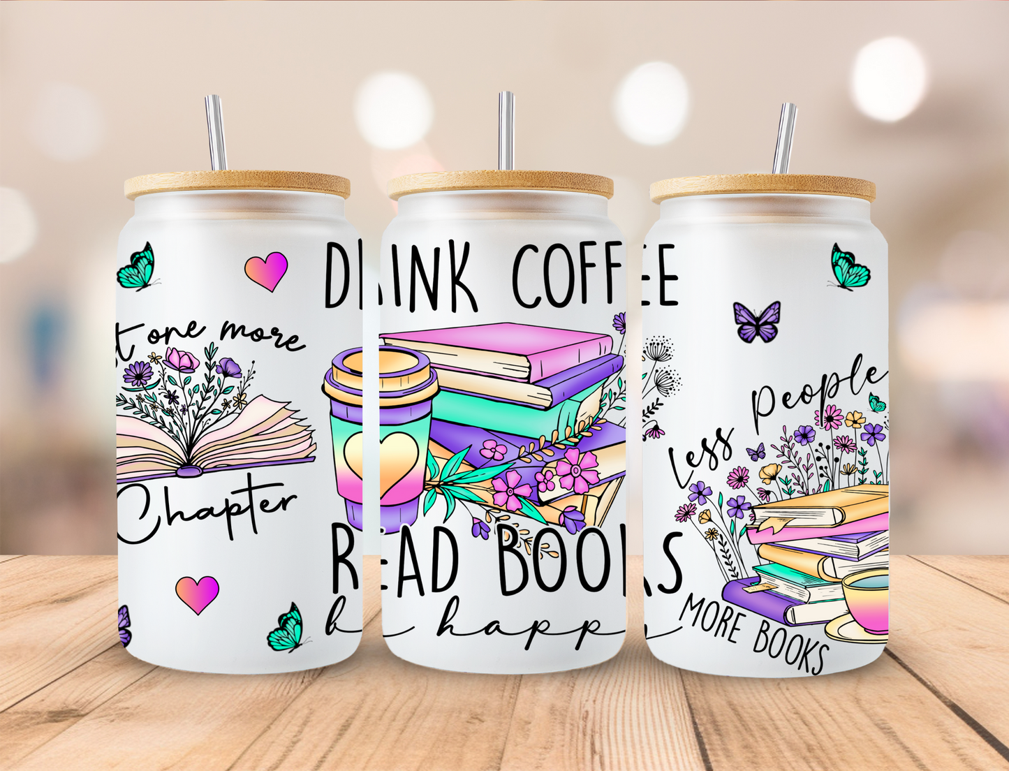 Drik Coffee Read Books - 16 oz / 20 oz Libby UV DTF Wrap