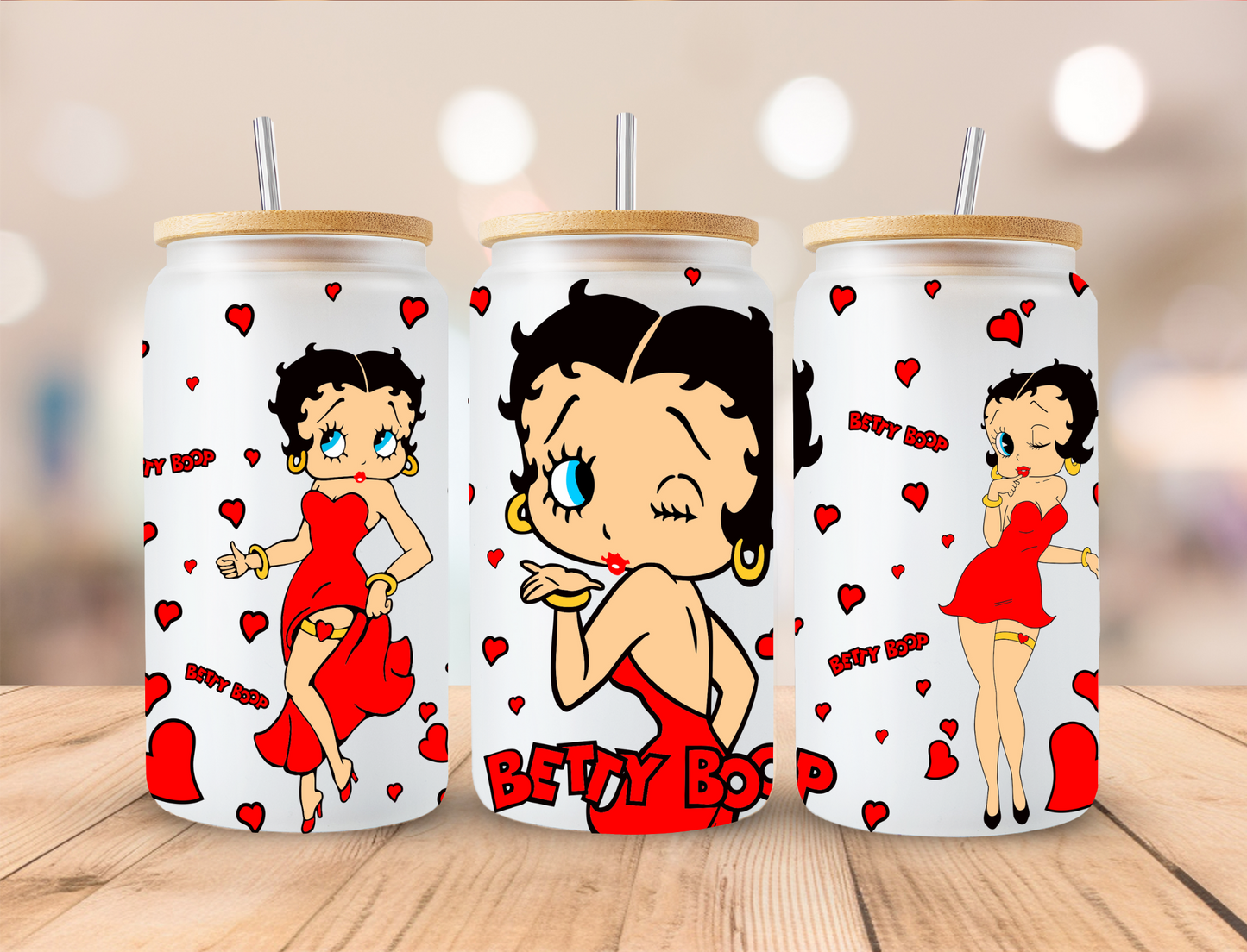 Boop Hearts - 16oz Libby UV DTF Wrap