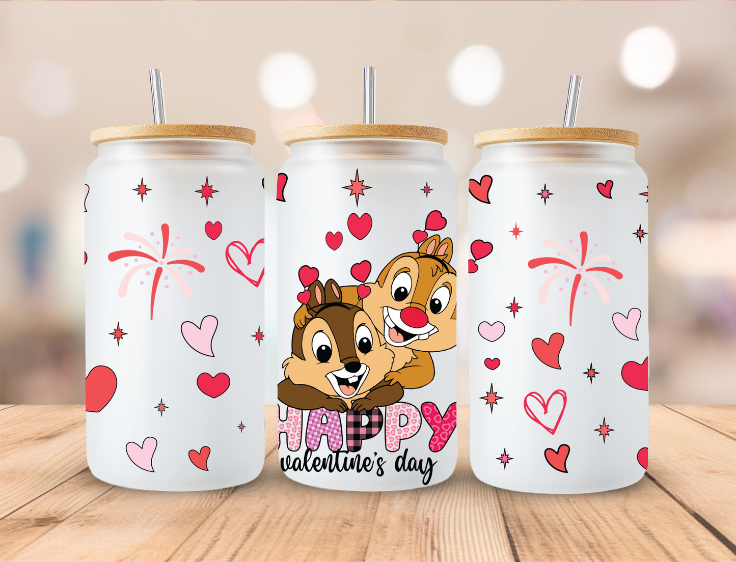 Valentines Squirrels - 16 oz / 20 oz Libby UV DTF Wrap