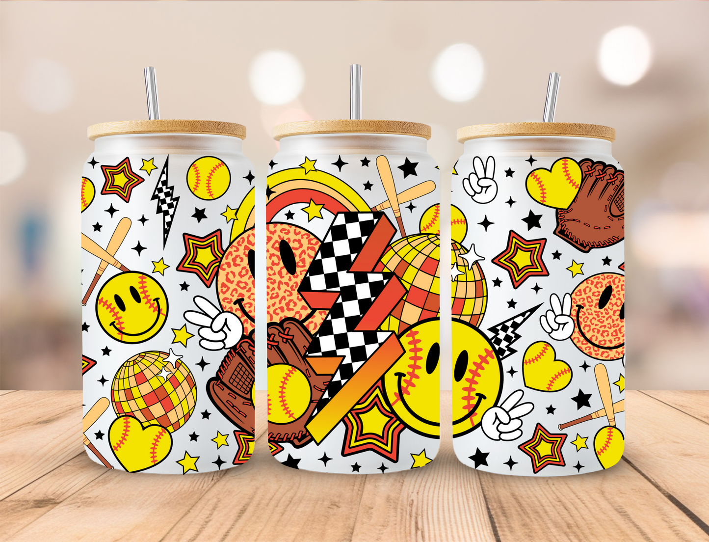 Retro Softball - 20 oz Libby UV DTF Wrap RTS