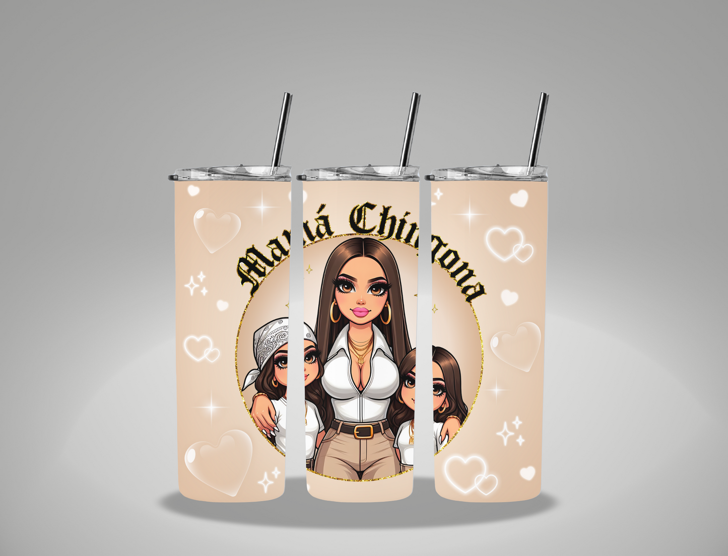 Chicano Beige Mama Chingona - 20oz Skinny Tumbler Wrap