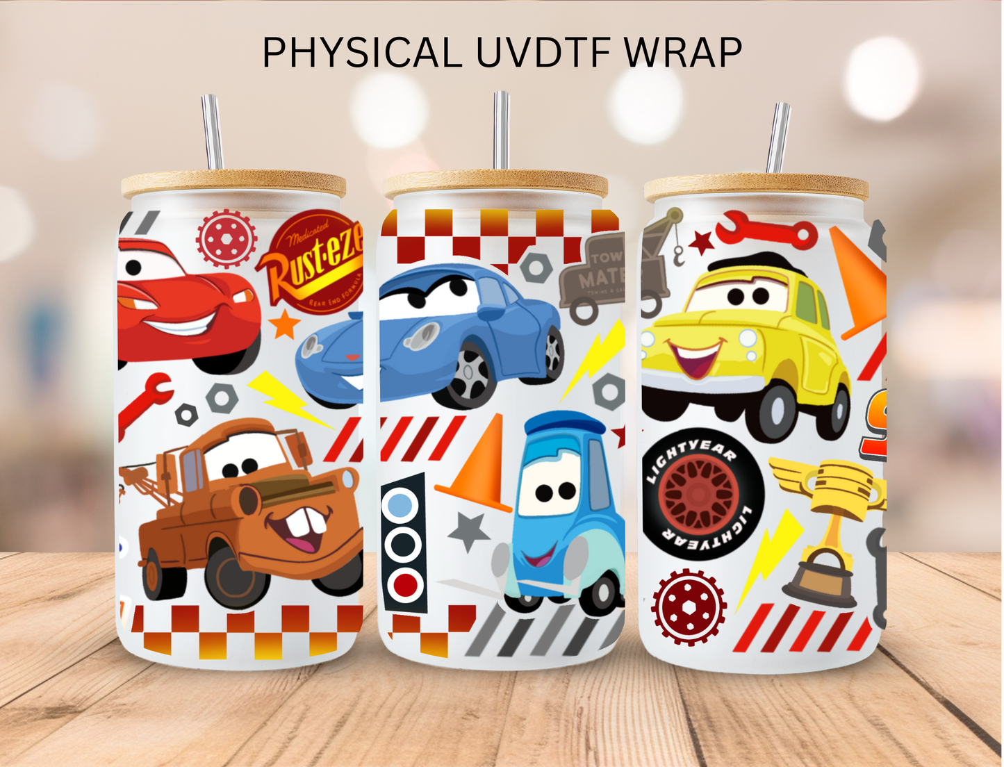 Multi Colored Cars - 16 oz / 20 oz Libby UV DTF