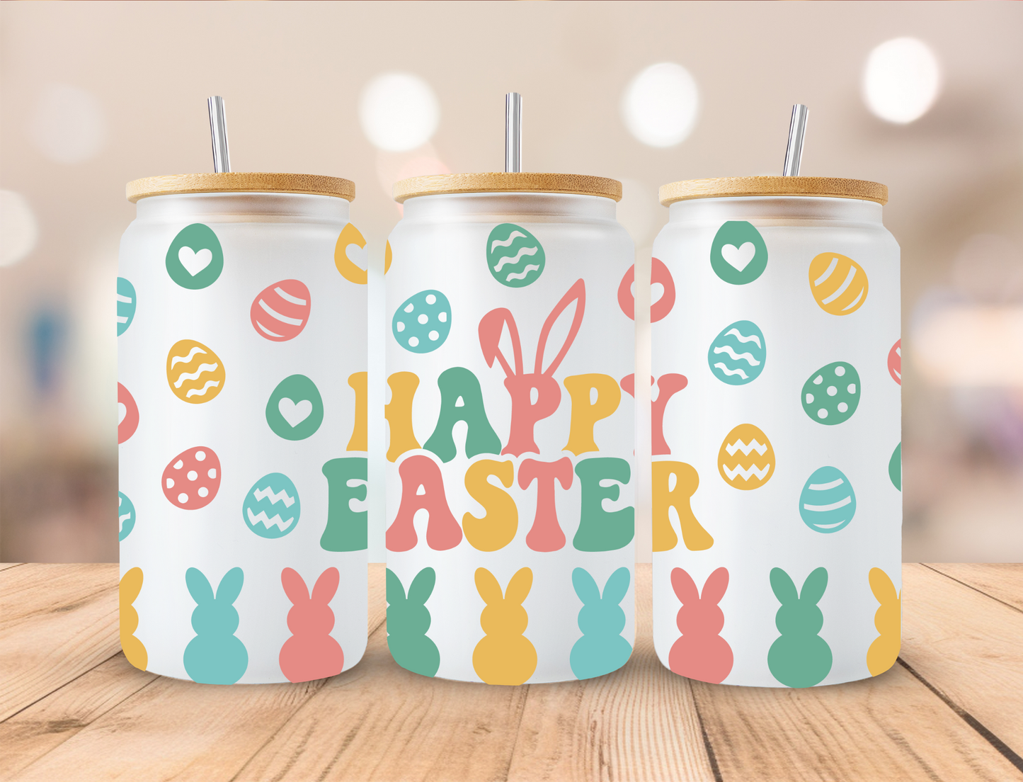 Happy Easter - 16 oz / 20 oz Libby UV DTF Wrap RTS