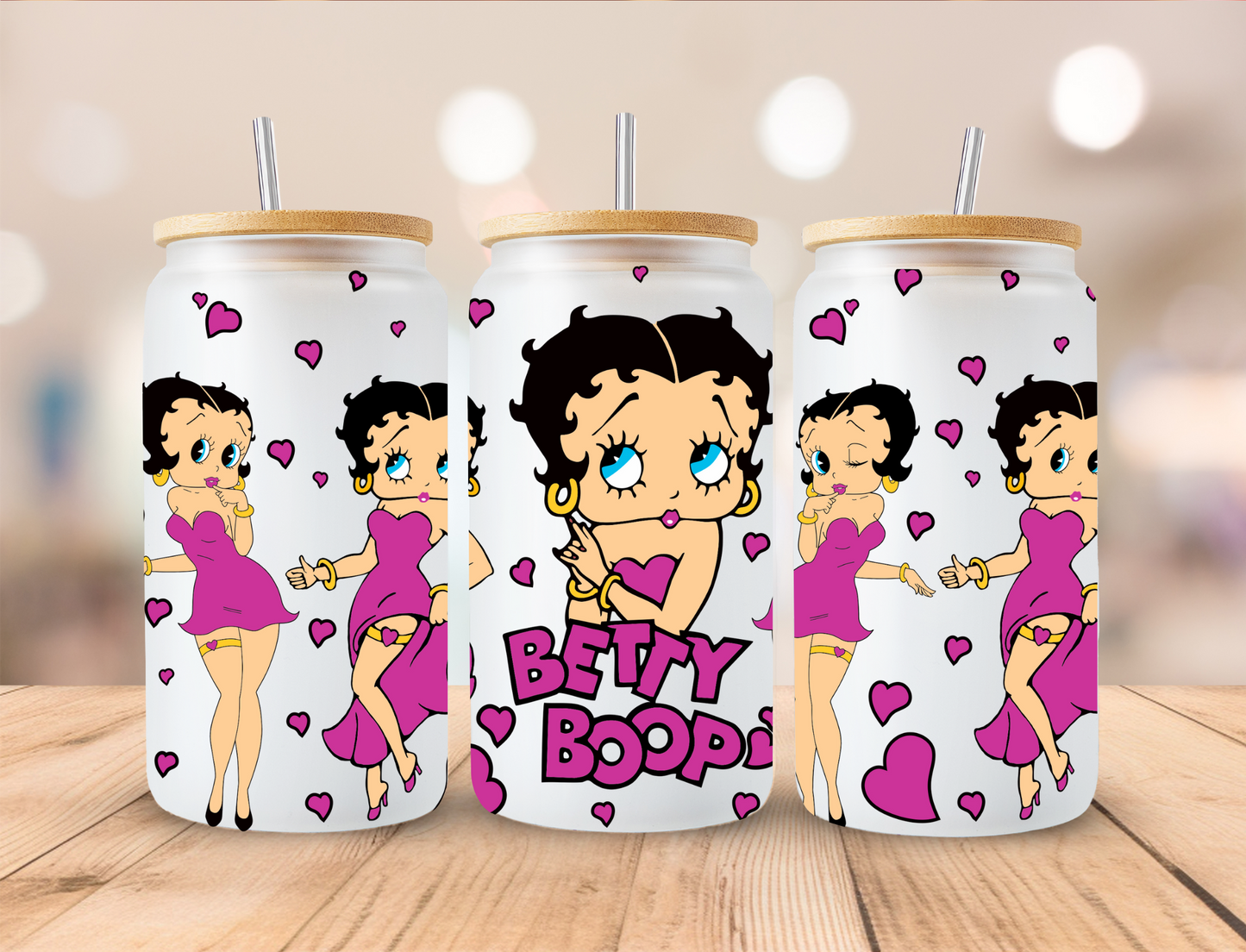 Boop Hearts (Purple) - 16oz Libby UV DTF Wrap