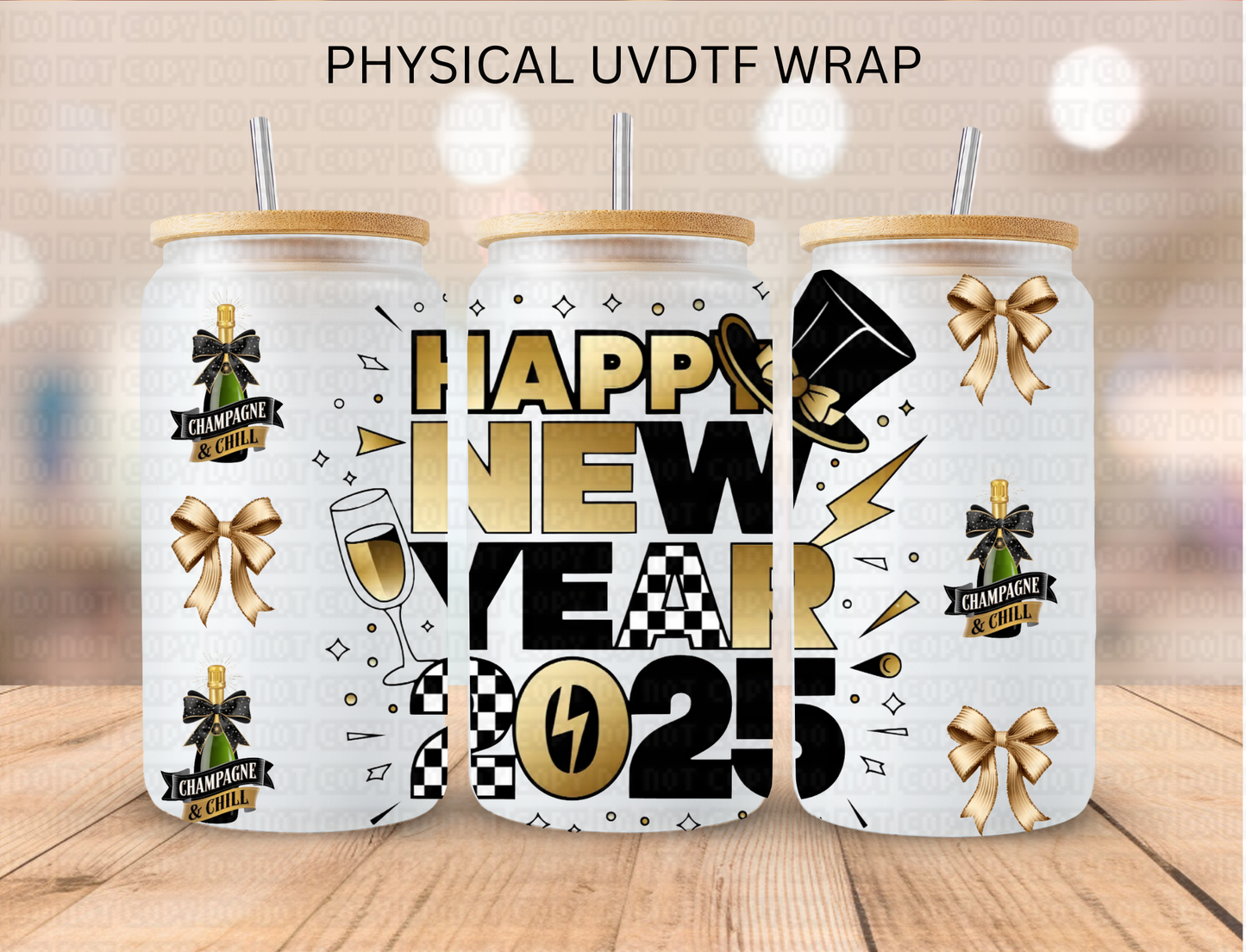 Firework New Year 2025 - 16 oz / 20 oz Libby UV DTF Wrap