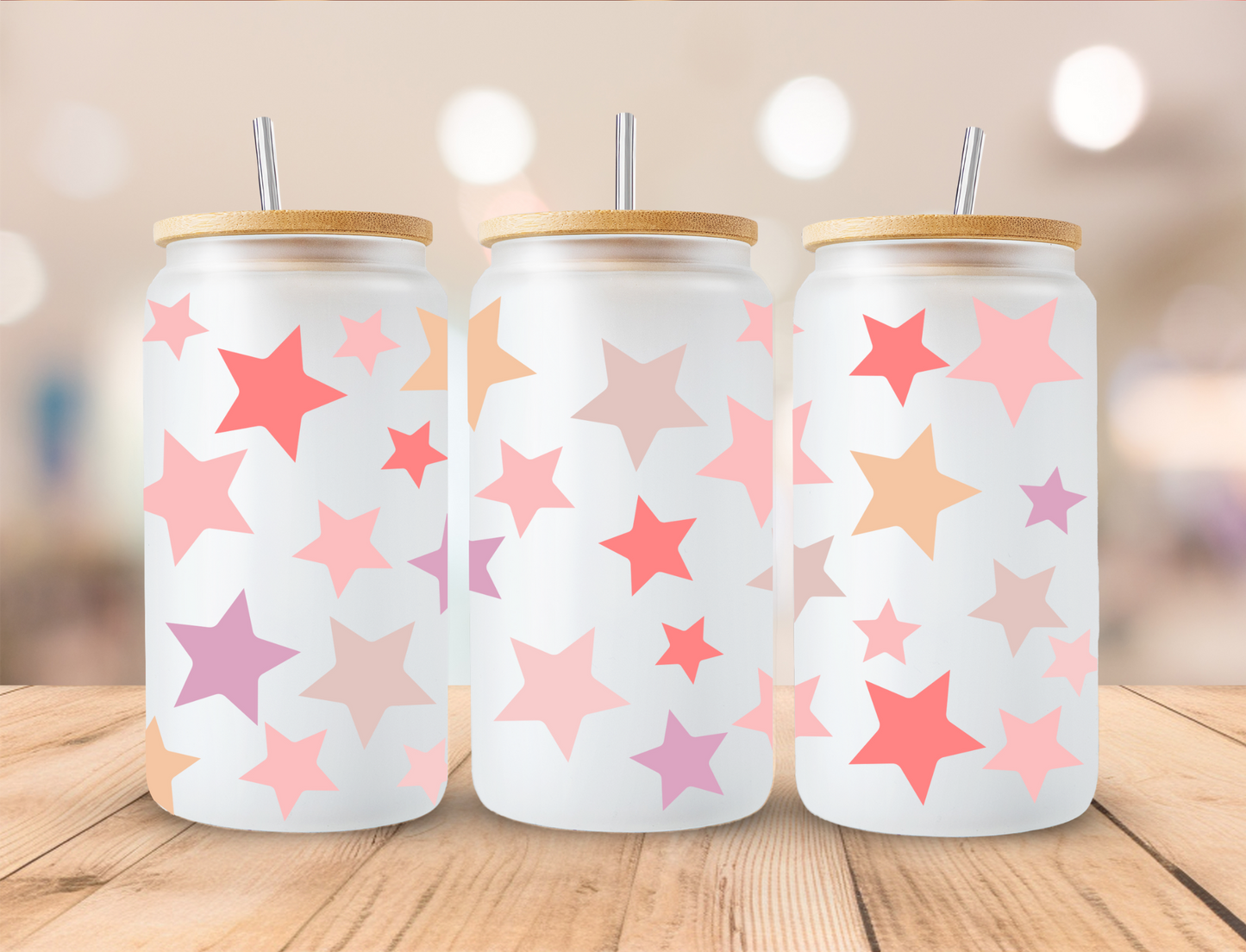 Pastel Stars - 16 oz / 20 oz Libby UV DTF Wrap