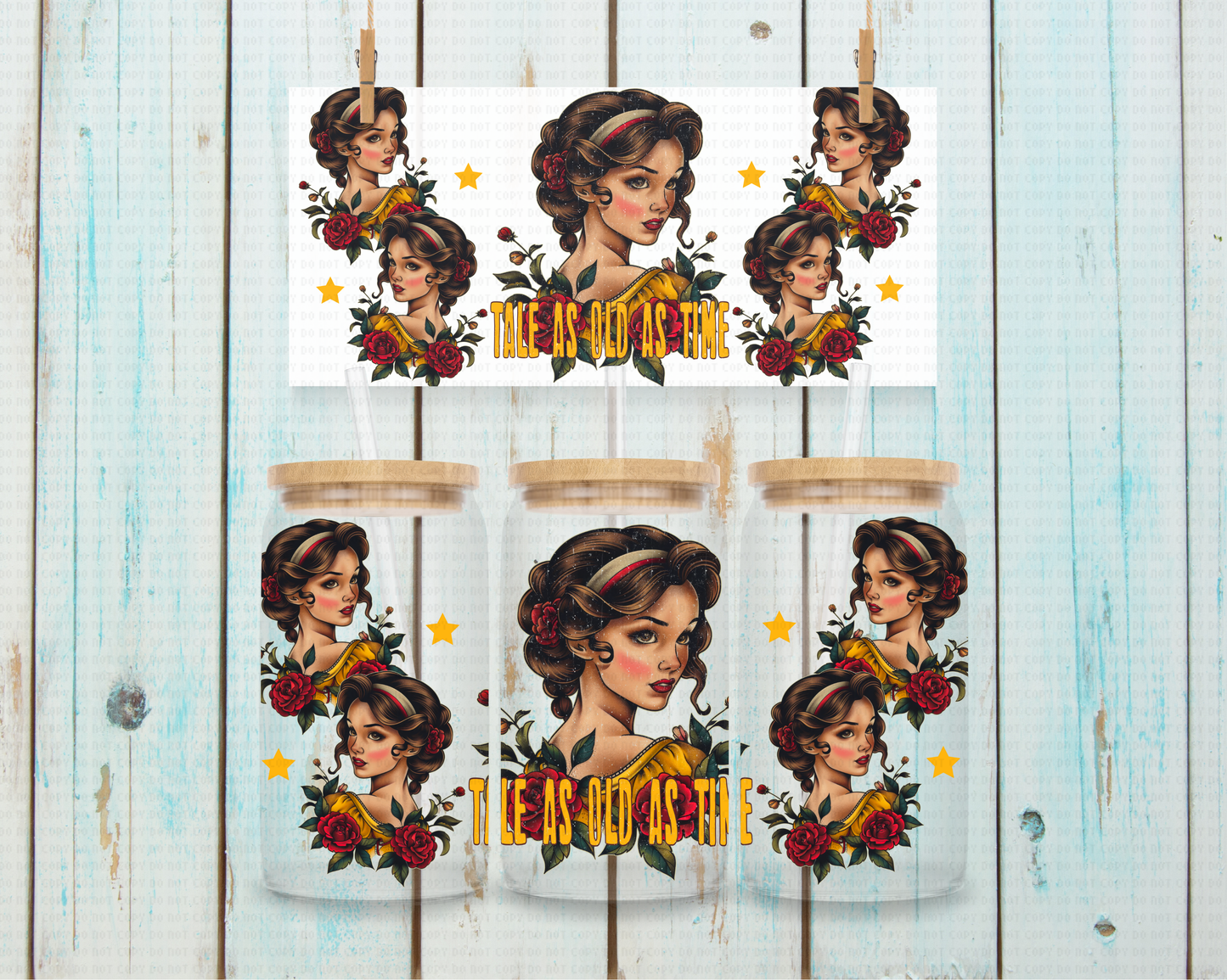 Tale As Old As Time Princess - 16 oz / 20 oz Libby UV DTF Wrap EXCLUSIVE