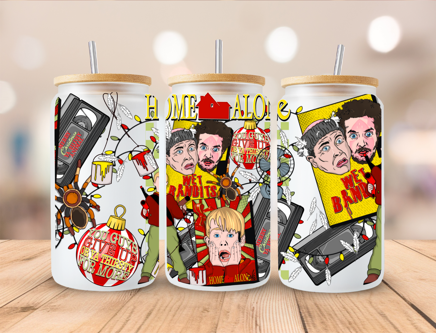 Christmas Kids Movie Home Alone - 16oz Libby UV DTF Wrap