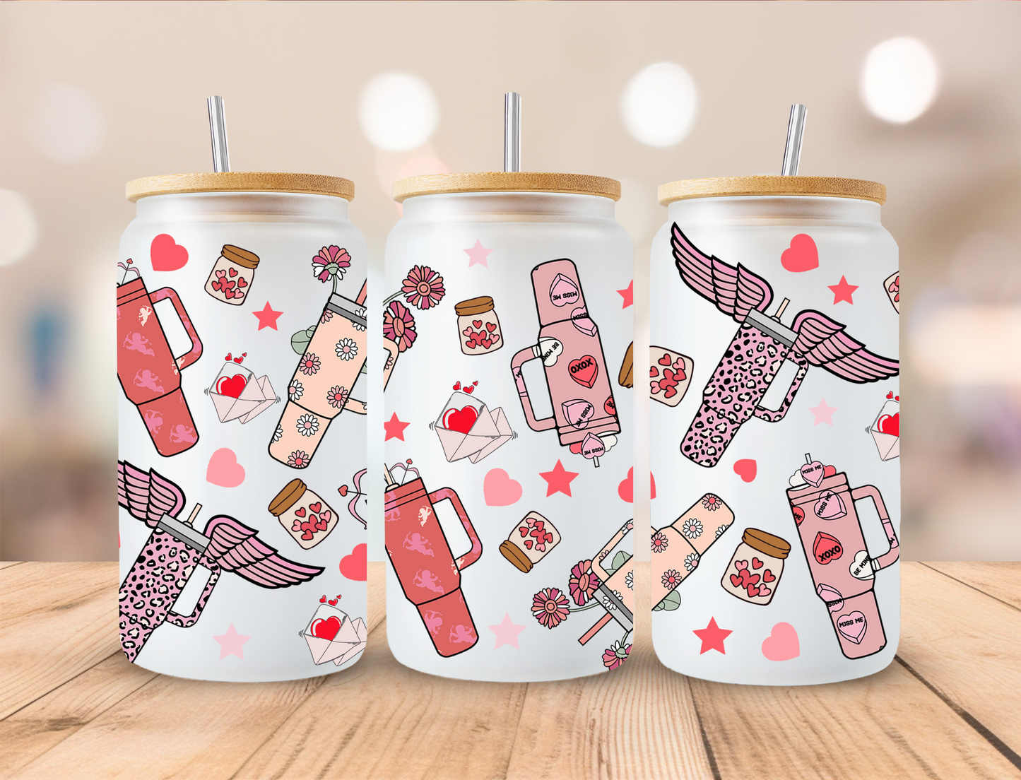 Valentines Winged Tumblers - 16 oz / 20 oz Libby UV DTF Wrap