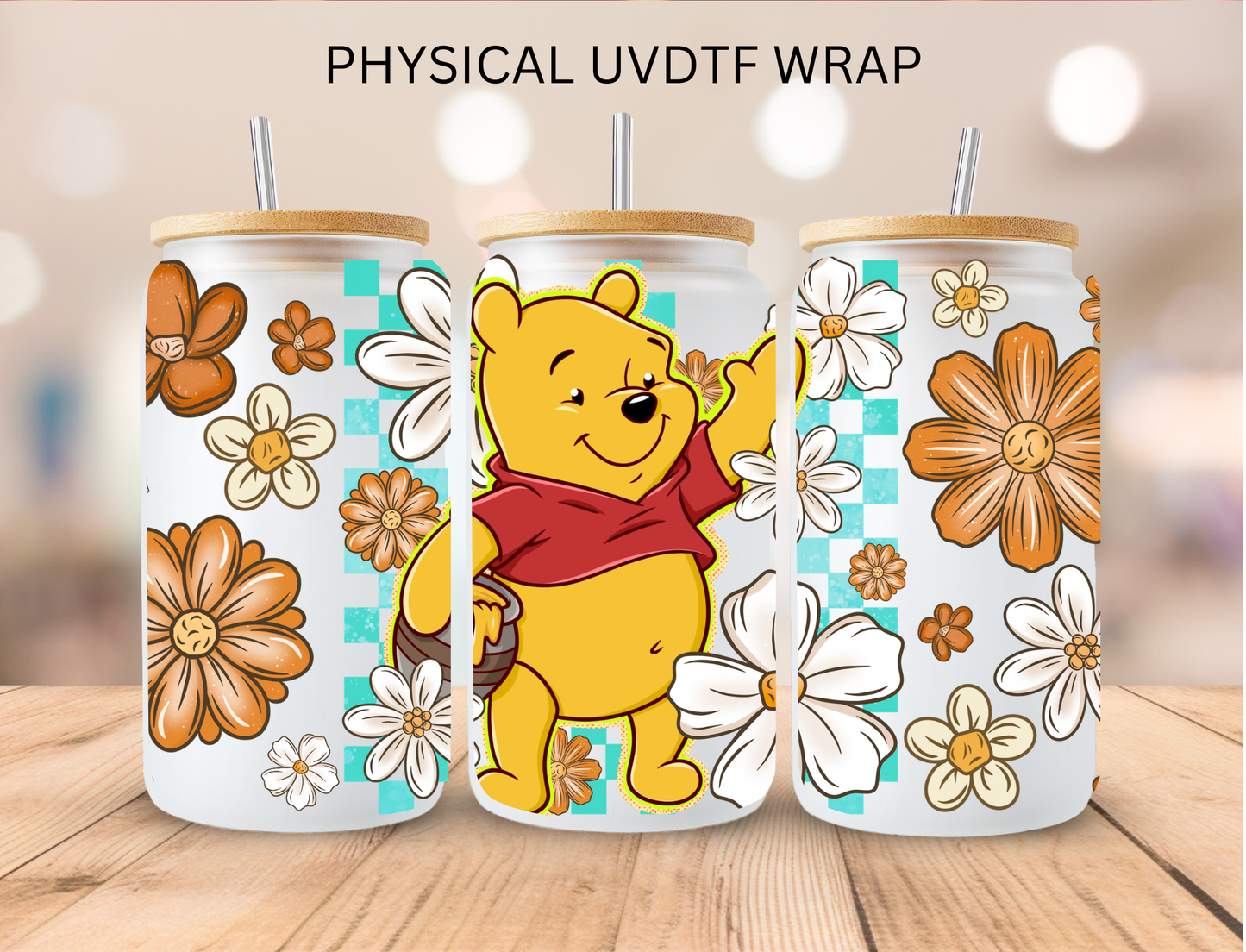 Yellow Bear Floral - 16 oz / 20 oz Libby UV DTF