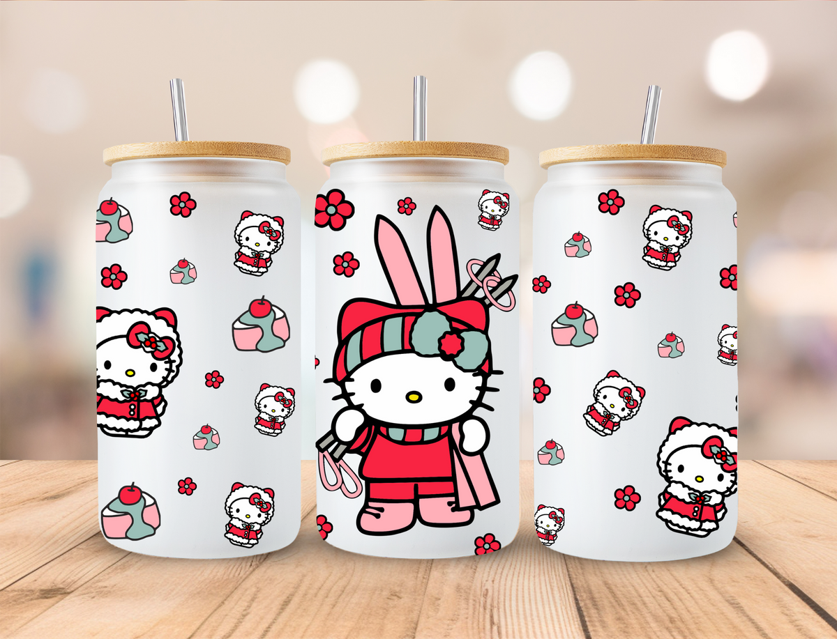 Valentines Kitty (2) - 16 oz Libby UV DTF Wrap