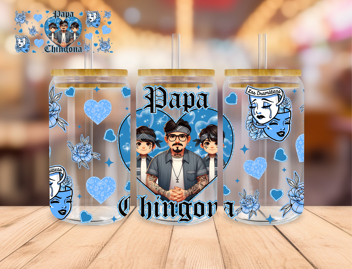 Papa Chingona - 16 oz / 20 oz Libby UV DTF Wrap