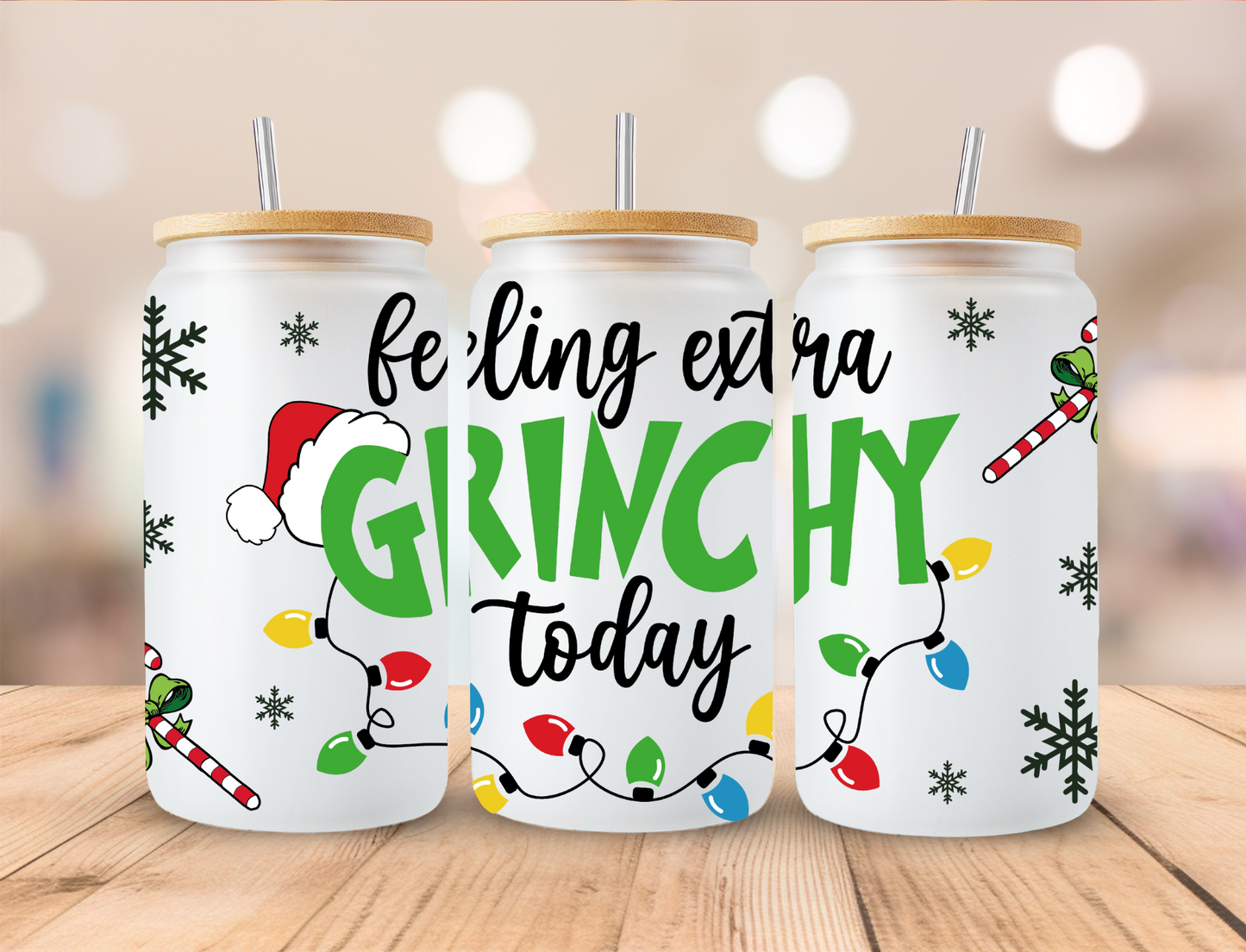 Feeling Extra Christmas - 16oz Libby UV DTF Wrap RTS